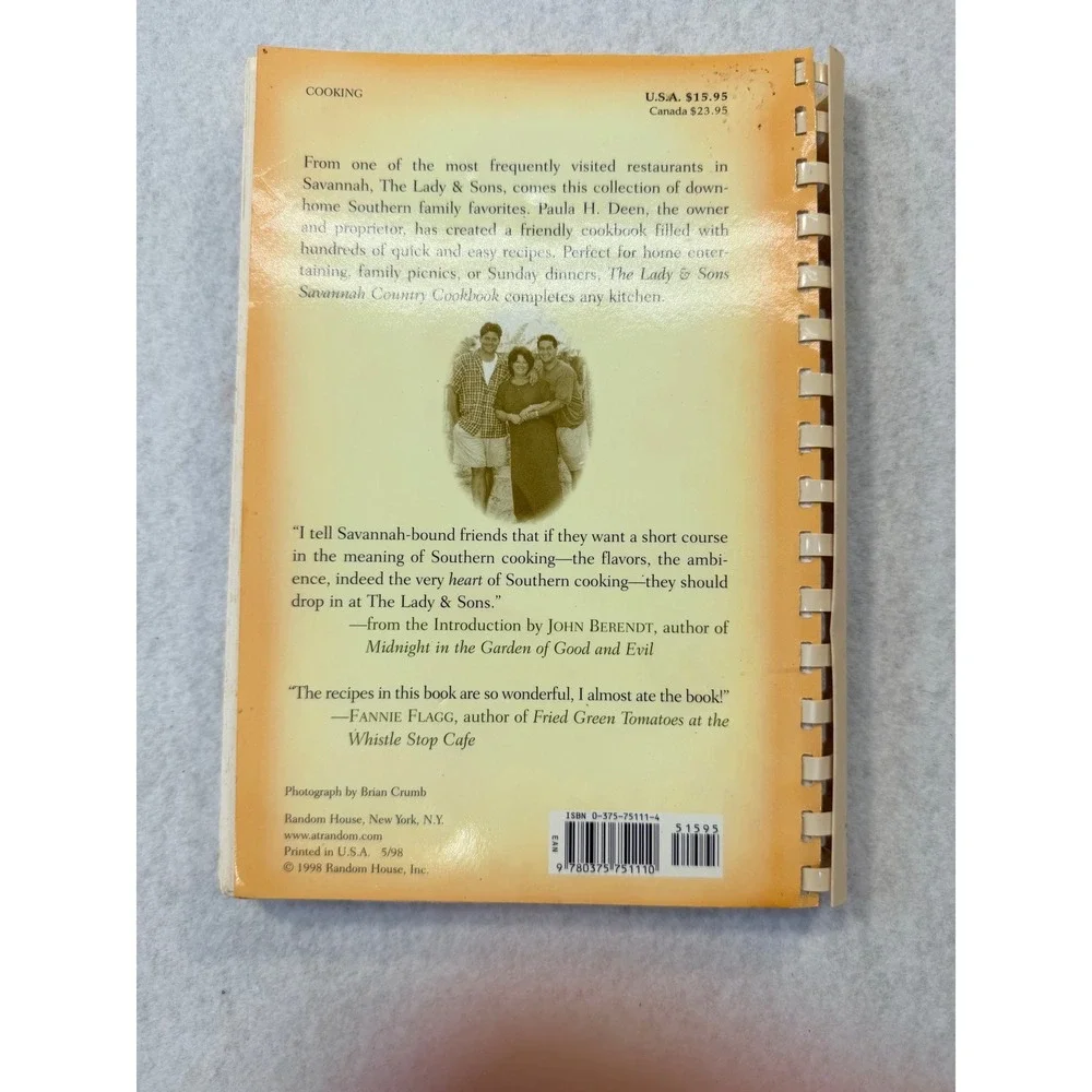 Paula Deen The Lady & Sons Savannah Country Cookbook 1st Edition Spiral 1998